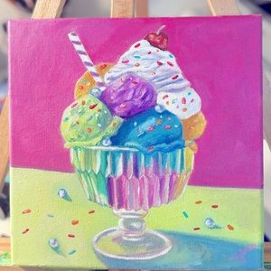 “Sundae” oil on canvas 8x8in